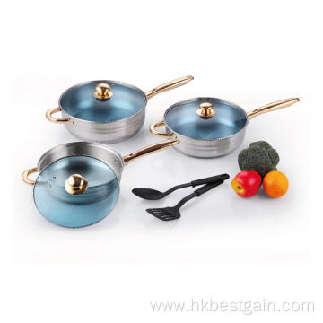 Stainless Steel Cookware Set with Nylon Kitchen Tools